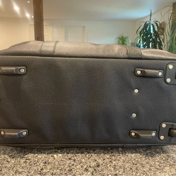 Brooks Brothers Black Leather Duffel Bag